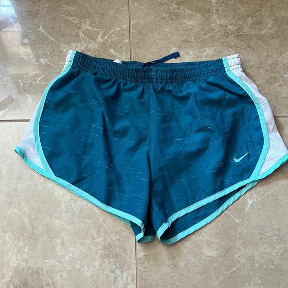 Nike Big Kids running shorts blue and teal, size M
